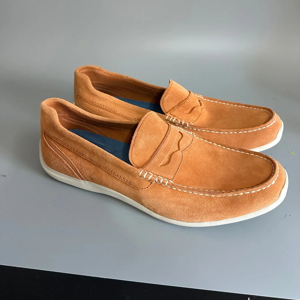 Rockport Mens Adiprene by Adidas Burnt Orange Suede Penny Loafers Size 12